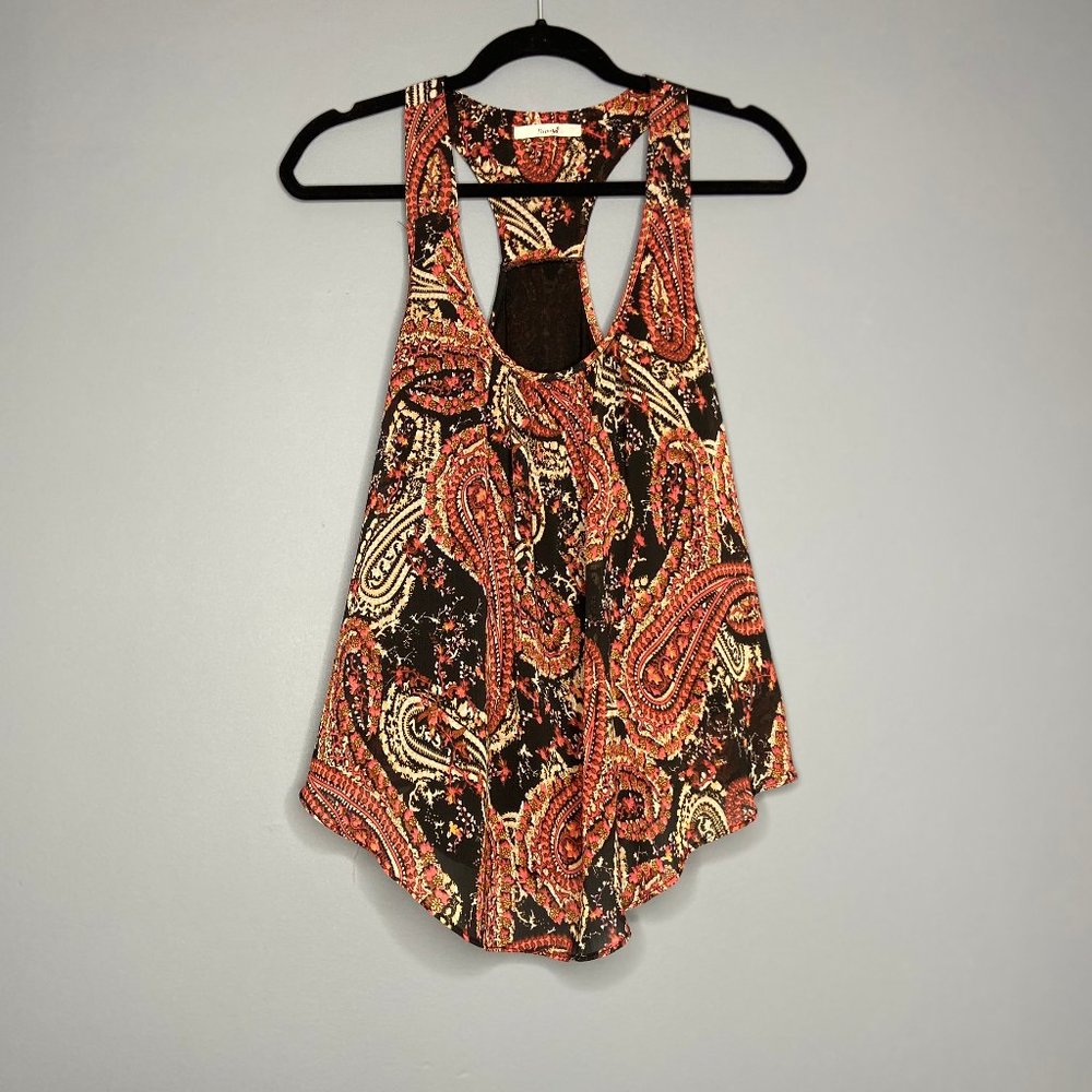 Red/Orange Floral Print Racerback Tank